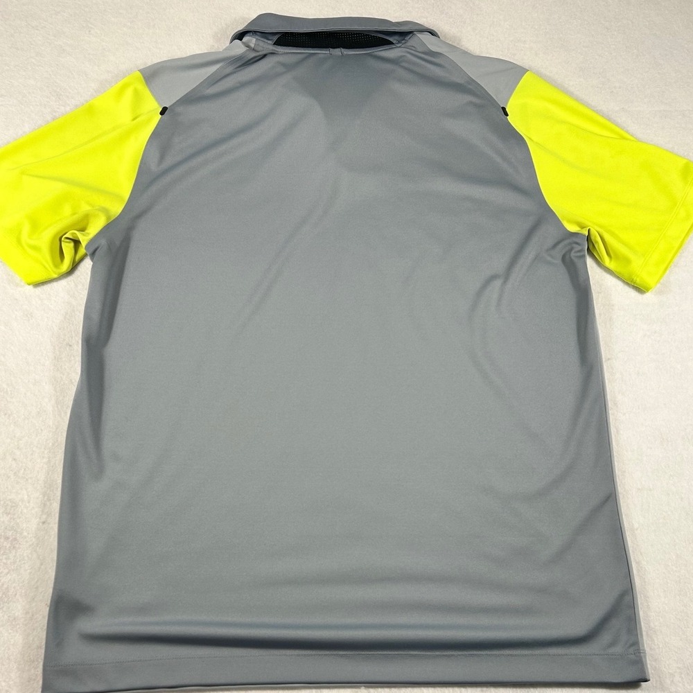 Nike Golf Dri-FIT Polo Shirt Men's Large Gray Volt Yellow Short Sleeve Athletic
